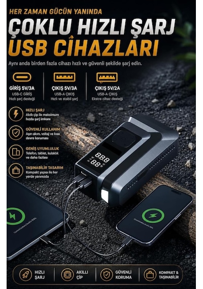 Jump Starter 4 Ü Bir Arada 18000 Mah Awareness Auron