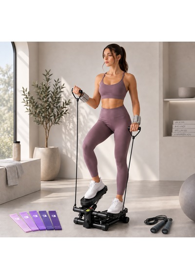 Kardiyo Ve Sıkılaşma Seti - Mini Stepper + El Bilek Ağırlığı + 5'li Direnç Bandı + Atlama İpi