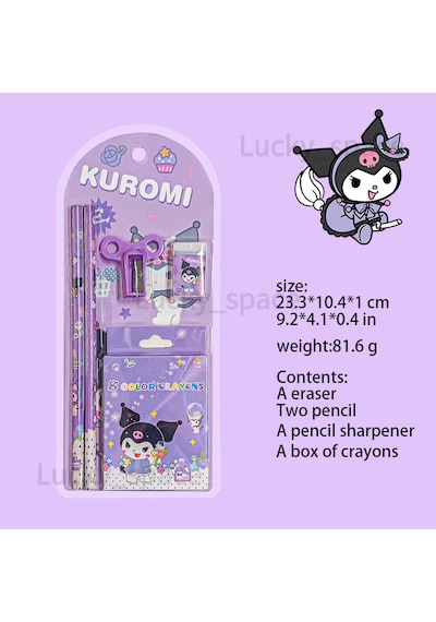 Sanrio Kuromi Cinnamoroll Kuromi Kırtasiye Seti 12 Parça Kuromi Kırtasiye Seti Mor