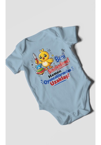 Morivokids Beni Sinirlendirme Mesajlı Kısa Kollu Bebek Body %100 Pamuk Bebe Mavisi