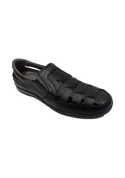 Moda Ayakkabı 0454 Siyah Deri Erkek Sandalet