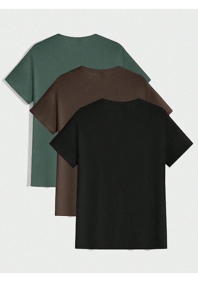 3'lü Basic Süprem T-shirt - Yeşil Kahverengi Siyah Oversize Bisiklet Yaka Tişört Yeşil Kahverengi Siyah 3'lü Basic Süprem T-shirt - Yeşil Kahverengi Siyah Oversize Bisiklet Yaka Tişört Yeşil Kahverengi Siyah