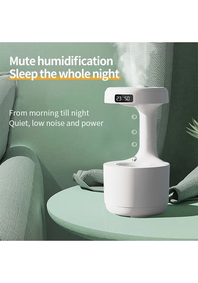 Anti Gravity Su Damlası Efektli Ultrasonik Hava Nemlendirici 600 Ml Dijital Ekran, Gece Işığı Ve Usb Kullanım