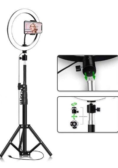 3 Renk Işıklı Tripod Tiktok Selfie Lambası Makyaj Işığı 210 Cm