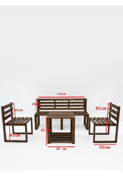 Ahşap Bahçe/balkon Oturma Takımı Kahverengi