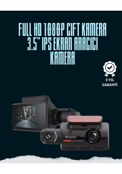 Çift Lensli Araç İçi Kamera - Park Koruma Gece Görüş Ve Tarih Damgası
