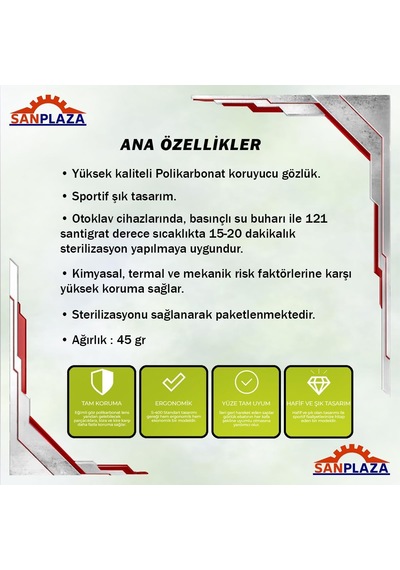 Tr Bx-2500 Comfort Antifog Şeffaf Buğu Yapmayan Çizilmez Gözlük