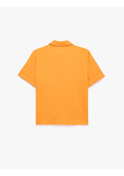 Koton Viskon Salda Kumaş Regular Fit Klasik Yaka Kısa Kollu Gömlek Turuncu 6sak60178ew
