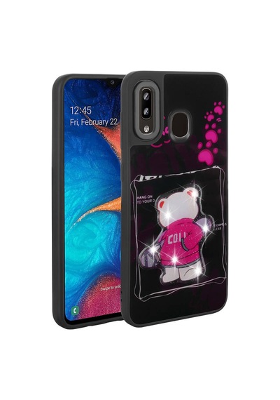 Zore Samsung Galaxy Uyumlu A30 Kılıf Parlayan Kabartmalı İkonik Figürlü Omsy Amas Silikon Kapak - Siyah