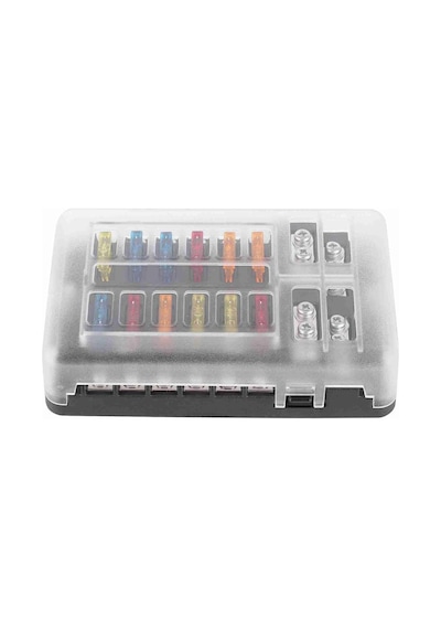 Led Uyarı Işıklı 12 Yollu Bıçak Sigorta Kutusu - Pbt Blok Sigorta Tablosu Ve Etiket Seti Oto, Karavan, Tekne Uyumlu