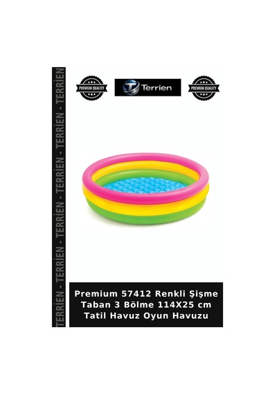 Özel Üretim Havuz Aktivite Bahçe 57412 Renkli Şişme Taban 3 Bölme 114x25 Cm Çok Renkli