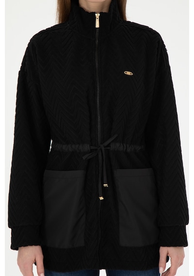 U.S. Polo Assn. Kadın Siyah Fermuarlı Dik Yaka Sweatshirt 50297364-VR046