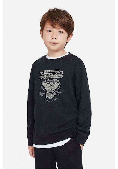 Tshirthane American Motor Estd 1964 Baskılı Unisex Çocuk Siyah Sweatshirt Siyah