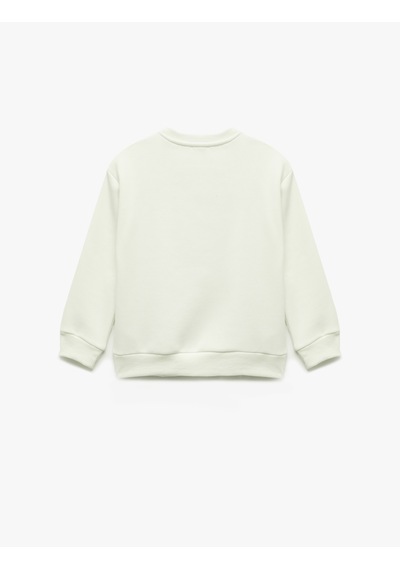 Koton Fiyonklu Uzun Kollu Bisiklet Yaka Pamuklu Şardonlu Sweatshirt Ekru 7wkg10081ak
