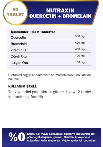 Quercetin+bromelain 30 Tablet