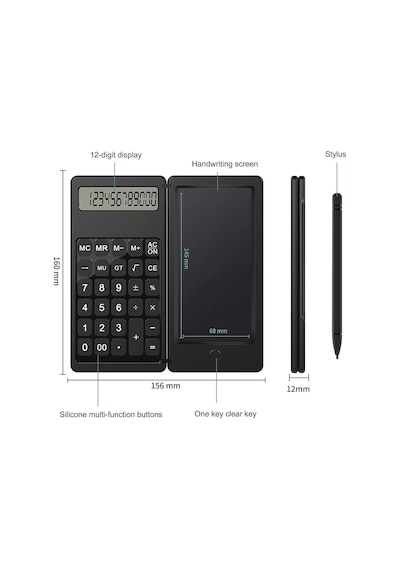 Valkyrie C5 Dijital Çizim Ekranlı Bilimsel Fonksiyonlu E-writer Hesap Makinesi Katlanabilir Sessiz Tuşlu Siyah