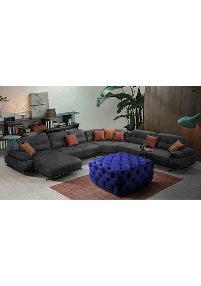 Gazzini Kare Chester Model Kapitoneli Orta Puf- Modern Puf Lacivert