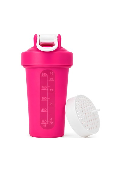 Gym Shaker 550 Ml Ölçekli Ve Sızdırmaz Kapaklı Protein Shaker 2'li Set Siyah+pembe Siyah-pembe