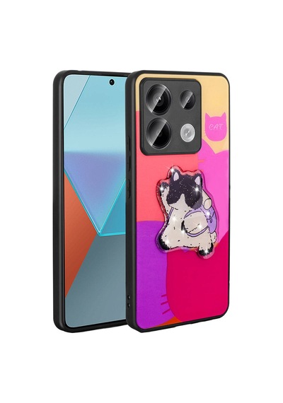 Zore Redmi Note 13 Pro 5g Kılıf Parlayan Kabartmalı İkonik Figürlü Ogaa Amas Silikon Kapak - Pembe