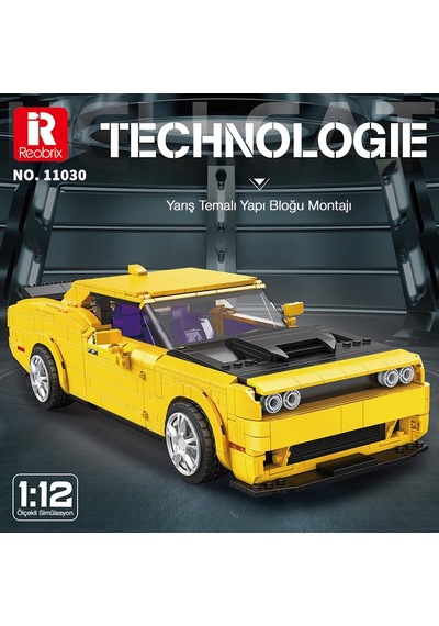 Reobrix Technic 11030 1/12 Dodge Challenger Hellcat Araba Yaratıcı Yapı Blok Seti Building Blocks - 1740 Parça