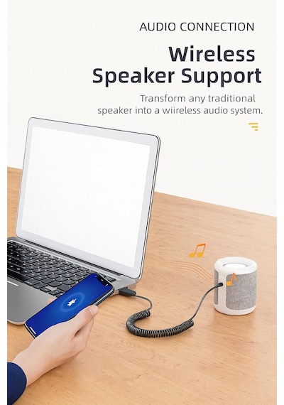 Aux Bluetooth 5.0 Alıcı Adaptör Mikrofonlu Usb Beslemeli Araç Ve Ev Tipi Ses Sistemlerine Uyuml