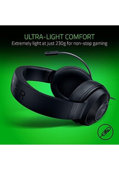 Razer Kraken X Lite - Ultra Hafif Oyun Kulaklığı Surround Ses - Hafif Alüminyum Çerçeve - Bükülebilir Kardioid Mikrofon - Pc, Ps4, Ps5, Switch, Xbox Serisi, Mobil - Siyah