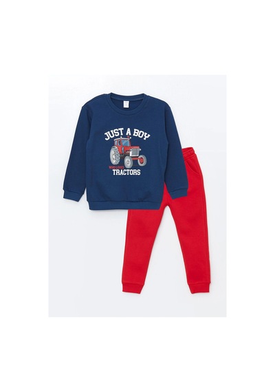 LC Waikiki Lw - Bisiklet Yaka Uzun Kollu Erkek Bebek Sweatshirt Ve Eşofman Alt 2'li Takım İndigo