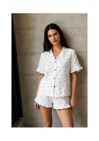 Fit Women Kadın V Yaka Comfort Fit Beyaz Pijama Takımı