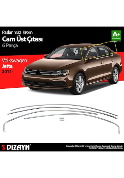 S-dizayn Vw Jetta Krom Cam Üst Çıtası 6 Prç. 2011-2019