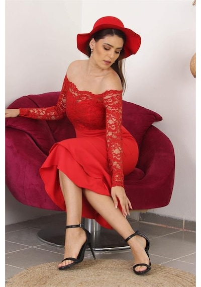 Dip Moda Dipmoda Kadın Yeni Sezon Eteği Kat Kat Dantel Detaylı Midi Abiye Elbise Swll03 Kırmızı Dip Moda Dipmoda Kadın Yeni Sezon Eteği Kat Kat Dantel Detaylı Midi Abiye Elbise Swll03 Kırmızı