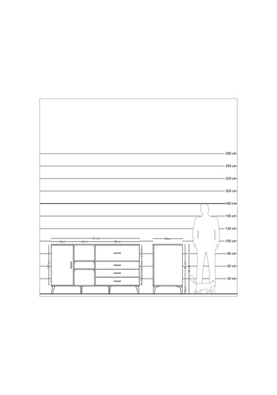 Kronos Konsol 4 Raflı 4 Çekmeceli Tek Kapaklı 176x59x99 Çam-ayta Çam-aytaşı
