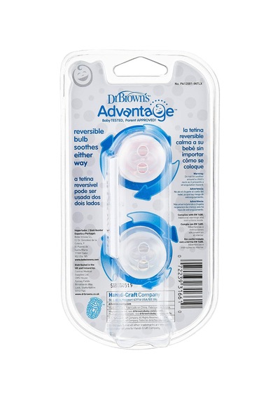 Dr. Brown's Advantage Yalancı Emzik - 1. Evre, Pembe, İkili Paket