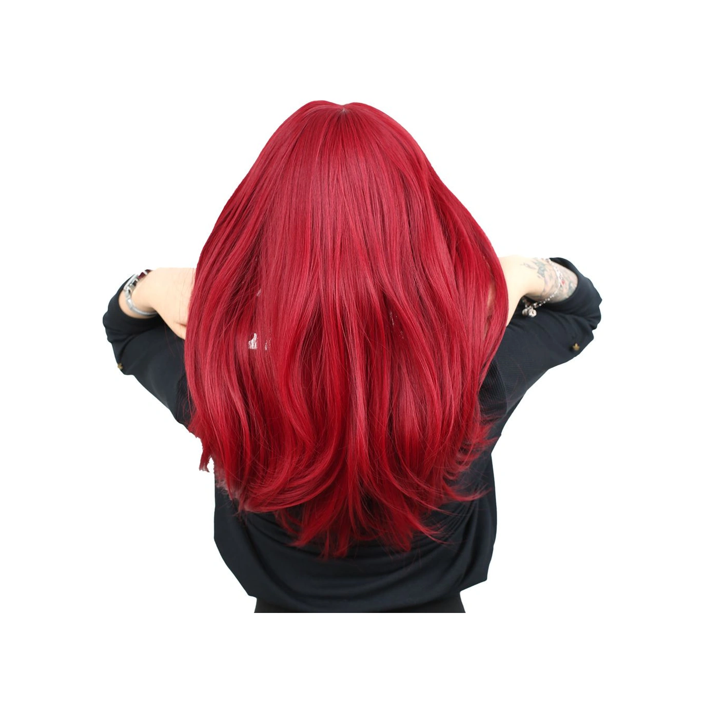 Düz Perçemli Orta Boy Fiber Sentetik Peruk / Kızıl - Zmff-713756 Renkli
