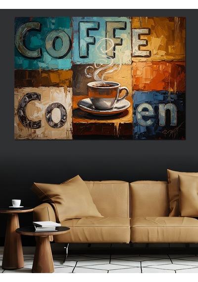 Ahşap Tablo Kahve Fincanı Ve Coffee Yazıları