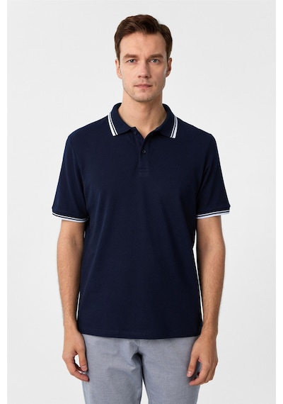 Süvari Lacivert Regular Armürlü Polo Yaka Tişört-37365 Lacivert