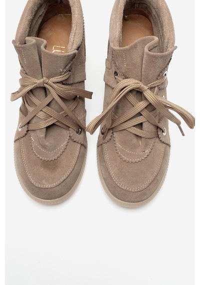 Luvi Shoes Oleta Vizon Süet Hakiki Deri Gizli Dolgu Topuklu Kadın Sneaker Bot