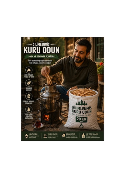 Dilimlenmiş 20 Kg Kuru Odun Semaver Mangal Ve Sobada Yakmak İçin