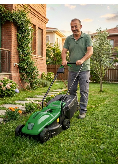 Steiner 1200w Elektrikli Bakır Sargılı Tekerlekli Çim Biçme Makinesi Yeşil 30 Litre Toplama Torbalı