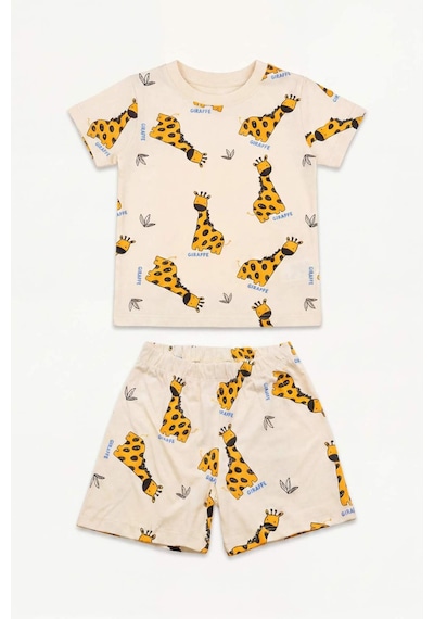 Defacto Hayvan Baskılı Kısa Kollu Üst Şort Alt 2li Pijama Takımı Erkek Bebek H4031a526hsyl238 Sarı-yl238
