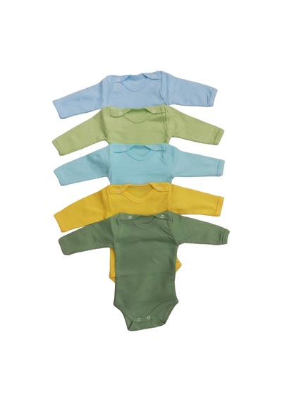 Özdemirli Bebe Uzun Kollu Çıtçıtlı Badi Bisiklet Yaka Body Zıbın (5li Paket)