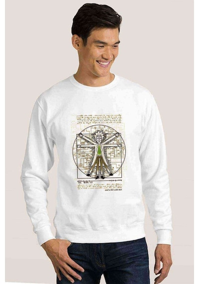 Rick Darvin Anatomi Baskılı Beyaz Erkek Örme Sweatshirt