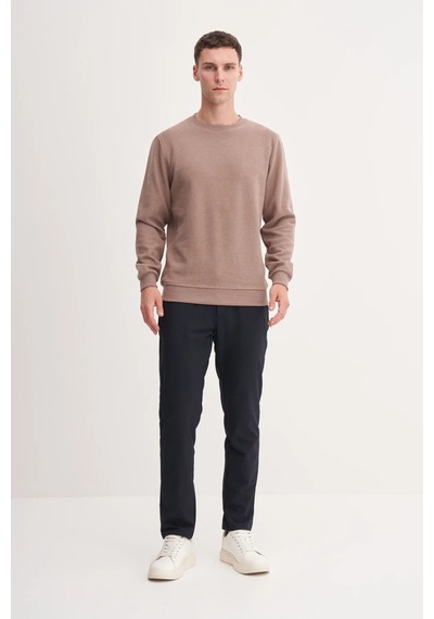 Cazador Erkek Bisiklet Yaka Selanik Örgü Slim Fit Sweatshirt Camel