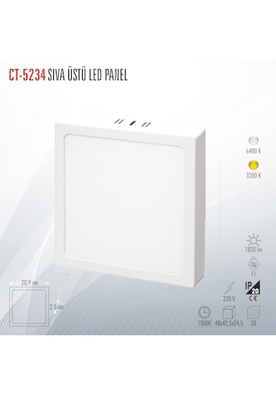 Cata Ct-5234 Sıva Üstü Led Panel Beyaz Işık