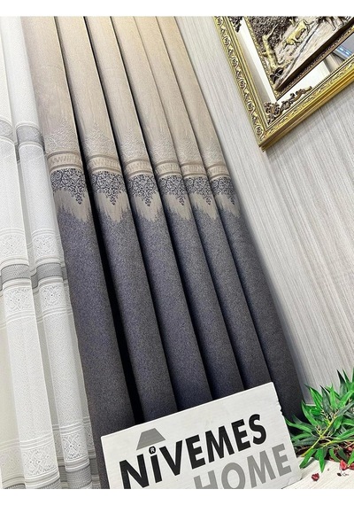 Lexroo Titus Fj632145 V-5329 Kahve 1/3 Sık Pileli Fon Perde 80 X 270 Çok Renkli