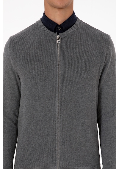 U.s. Polo Assn. Erkek Gri Melanj Hırka Triko 50313721-vr086 Gri Melanj