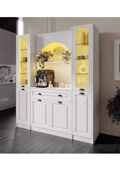 Guneystore Armoni Black Maxi Kahve Köşesi Komple Mdf Beyaz