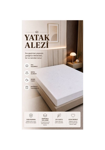 Yatak Alezi Fitted Jakarlı Comfort Serisi Sıvı Geçirmez Beyaz