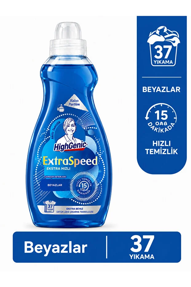 Highgenic Extraspeed Ekstra Hızlı Sıvı Çamaşır Deterjanı Beyazlar İçin 37 Yıkama Kalıcı Parfüm 1480 Ml