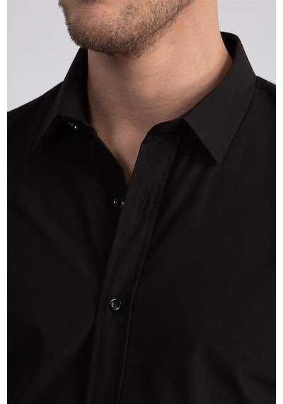 Tudors Slim Fit Dar Kesim Tery Cotton Erkek Gömlek-23404 Siyah Tudors Slim Fit Dar Kesim Tery Cotton Erkek Gömlek-23404 Siyah