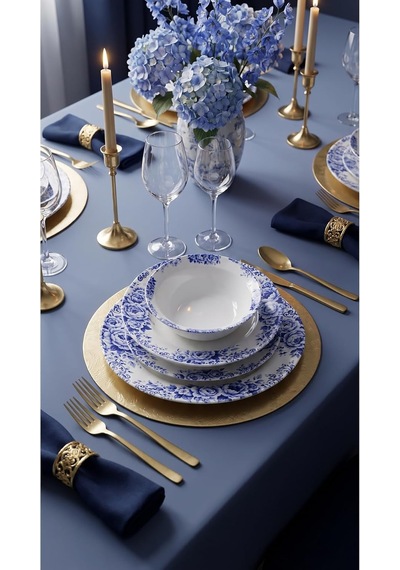 Tr Meissen 24 Parça Porselen Yemek Takımı, Lacivert, Ckr4812 Diğer